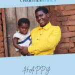 A mother and child embrace on a blue background that says Happy Mothers Day and the Orant Charities Africa logo
